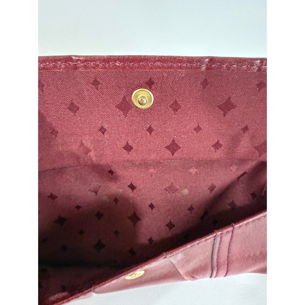 Vintage Fossil Emory Red Lamb Leather Wallet Clutch Envelope Zipper Multi-Pocket - Picture 6 of 6